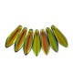 Czech Glass Daggers beads 5x16mm Crystal magic green